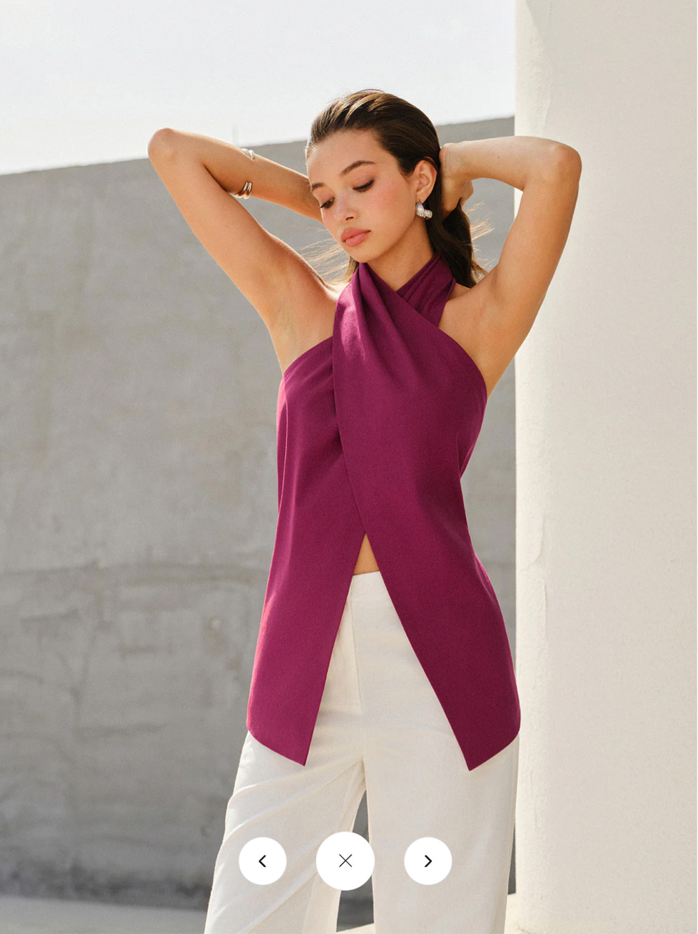 NWT Commense Halter-Style Cross-Neckline Backless Top Sz S